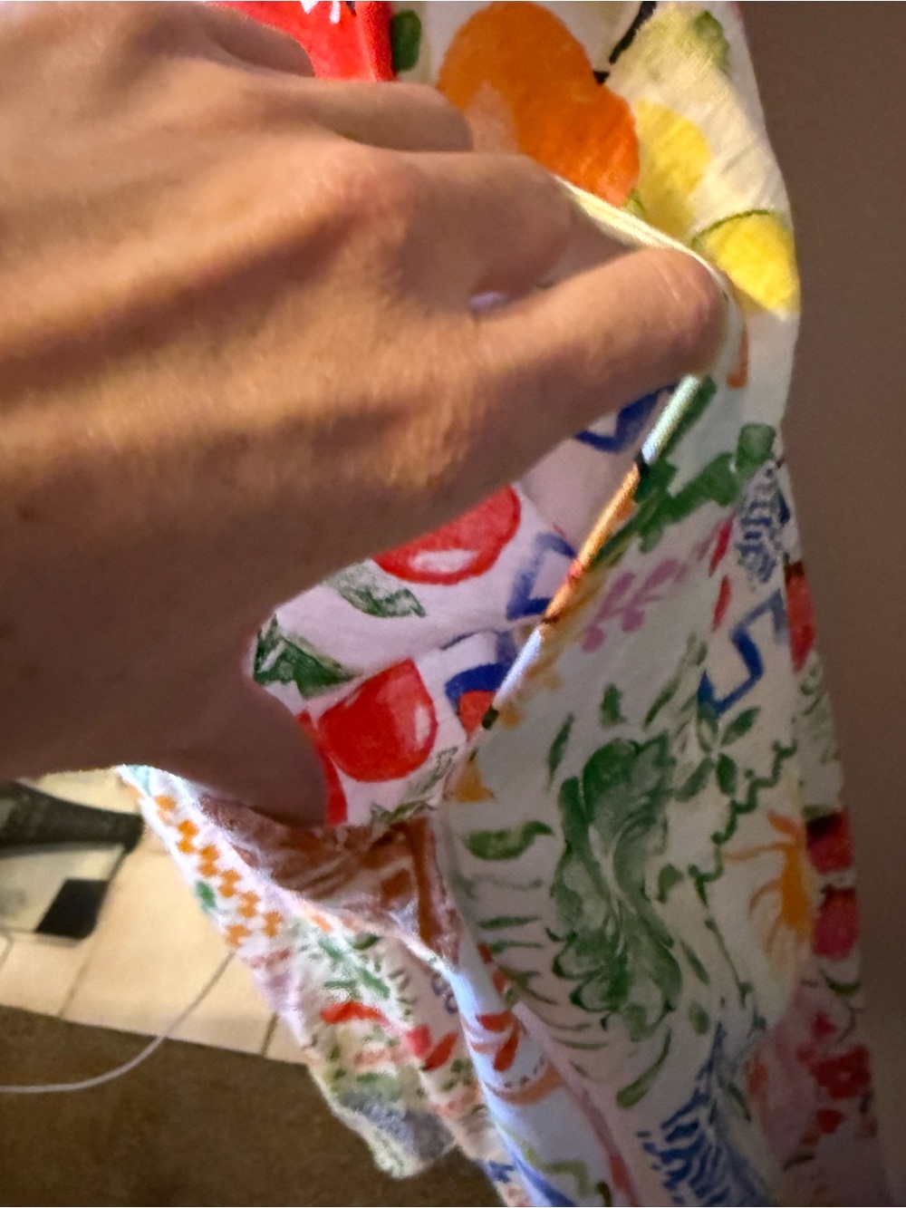 Pink Lily White Maxi Dress with Multicolored Floral & Fruit Print - Picture 3 of 4